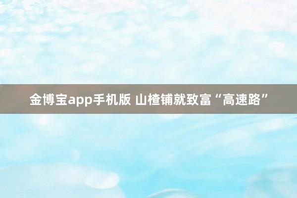 金博宝app手机版 山楂铺就致富“高速路”