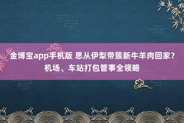 金博宝app手机版 思从伊犁带簇新牛羊肉回家？机场、车站打包管事全领略
