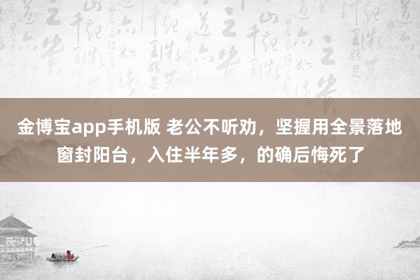 金博宝app手机版 老公不听劝，坚握用全景落地窗封阳台，入住半年多，的确后悔死了