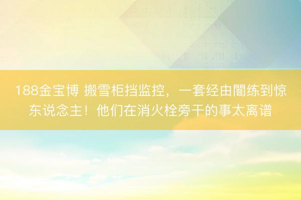188金宝博 搬雪柜挡监控，一套经由闇练到惊东说念主！他们在消火栓旁干的事太离谱